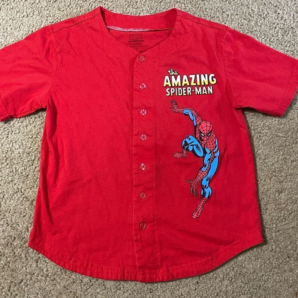 Boys Marvel Spider-Man Baseball Jersey Style Tshirt